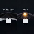 Flashlight test showing 100% light blocking — Blackout Sleep vs others